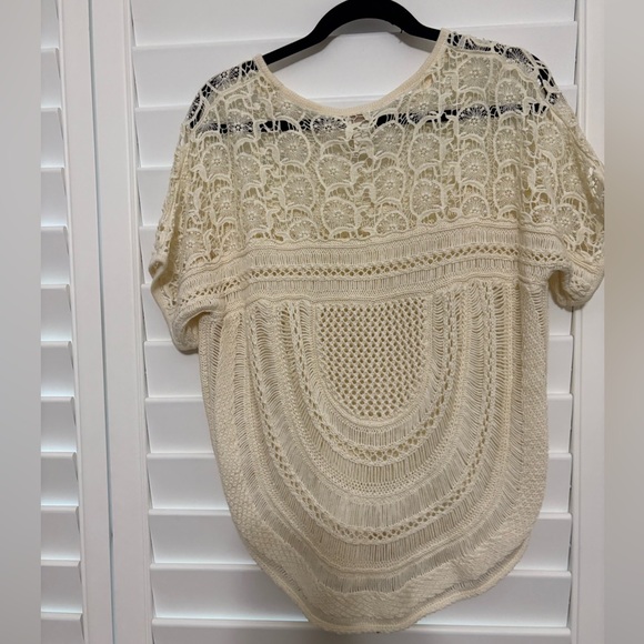 Chico's Cream Boxy Blouse with Short Sleeves - Picture 3 of 3